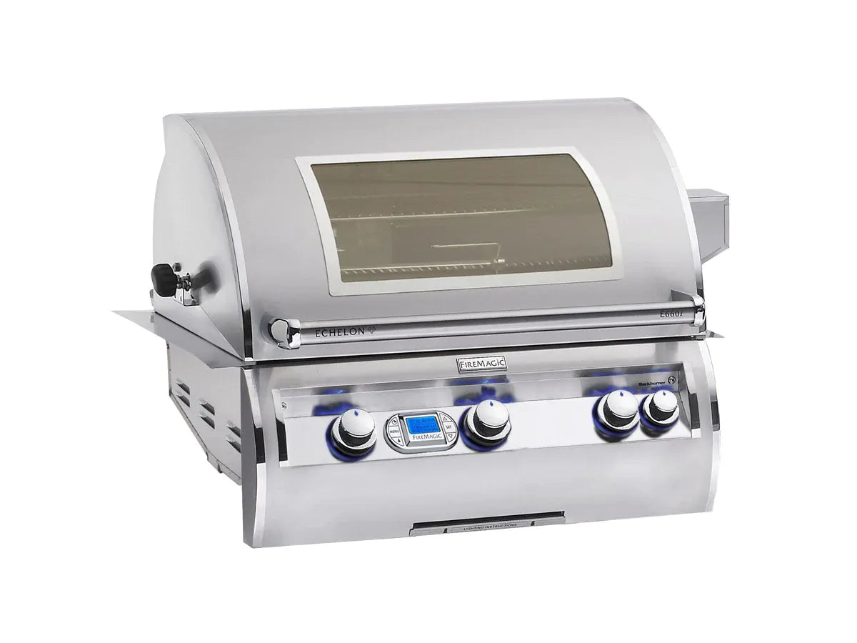 Fire Magic - Echelon Diamond E660i 30-Inch Natural Gas Built-In Grill with Backburner, Rotisserie Kit, Magic View Window and Digital Thermometer-United Backyard