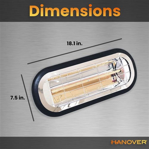 Hanover - 18" Electric Halogen Lamp with Ceiling/Wall Mount Bracket - Black-United Backyard