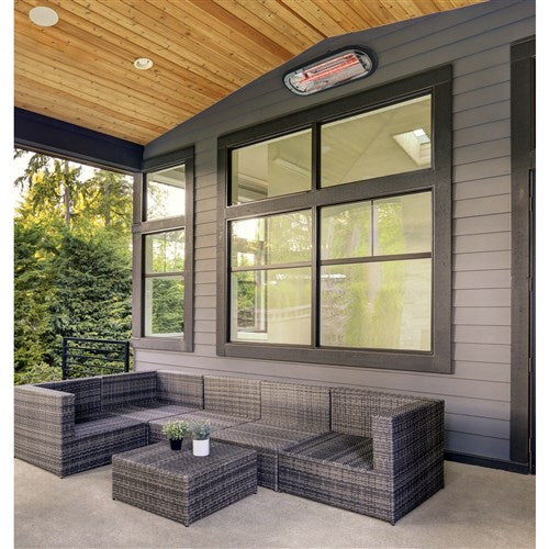 Hanover - 18" Electric Halogen Lamp with Ceiling/Wall Mount Bracket - Black-United Backyard