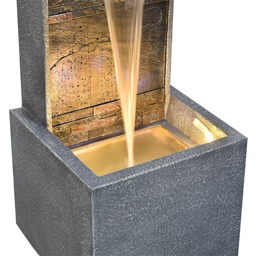 Hanover - 36in Wall Fountain with Lights - Stone-United Backyard