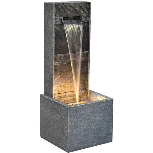 Hanover - 36in Wall Fountain with Lights - Stone-United Backyard