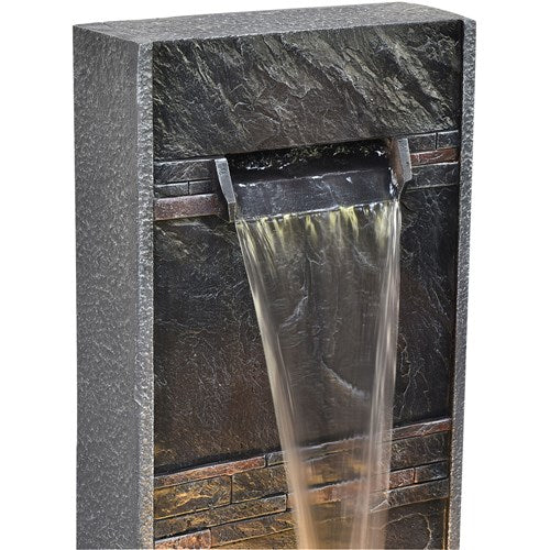 Hanover - 36in Wall Fountain with Lights - Stone-United Backyard