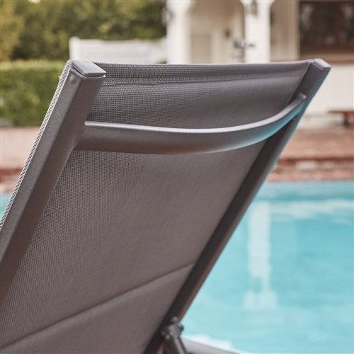 Hanover - Aluminum Padded Sling Chaise Lounge - Gray/Aluminium-United Backyard