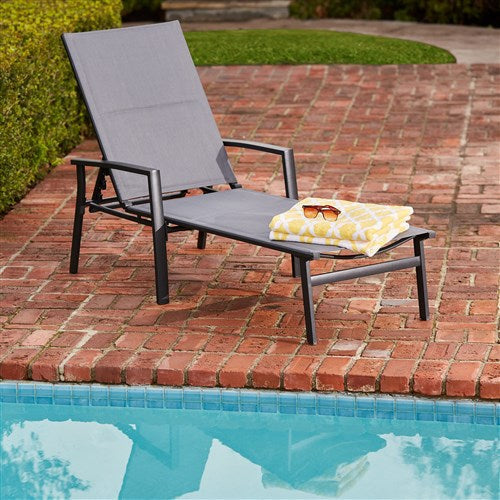 Hanover - Aluminum Padded Sling Chaise Lounge - Gray/Aluminium-United Backyard