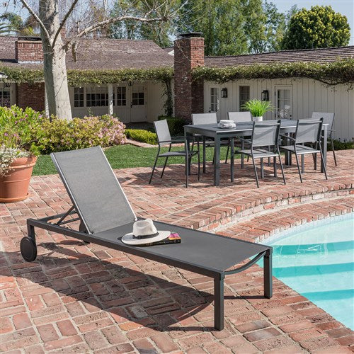 Hanover - Aluminum Sling Armless Chaise Lounge - Gray/Gray-United Backyard