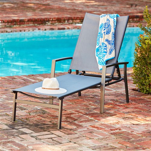 Hanover - Aluminum Sling Chaise Lounge - Gray/Aluminium-United Backyard