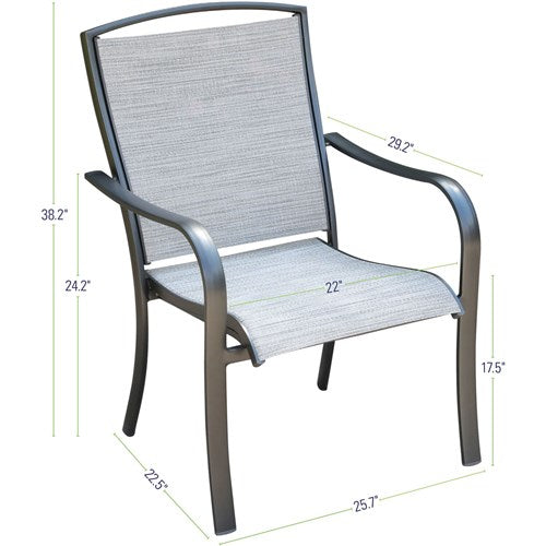 Hanover - Commercial sling aluminum dining chair - Gunmetal/Ash Sling-United Backyard