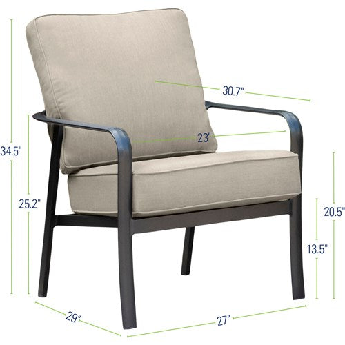 Hanover - Cortino 5pc: 2 Slat Back Club Chairs, Sofa, and Slat Coffee Table - Cast Ash/Gunmetal-United Backyard