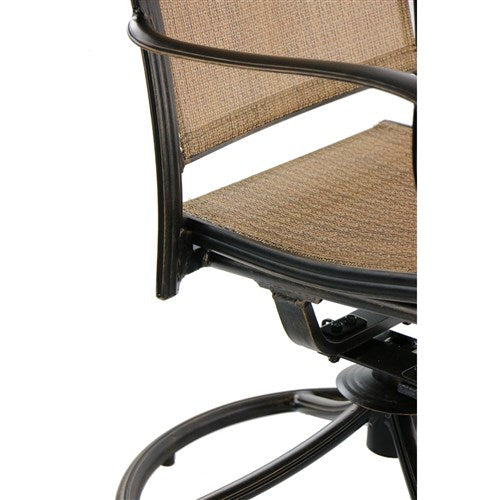 Hanover - Fontana 9pc: 8 Sling Swivel Rockers, 42x84" Glass Top Table - Tan Sling/Glass-United Backyard