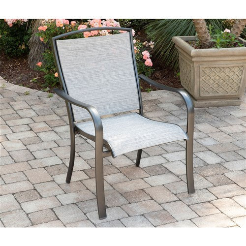 Hanover - Foxhill 3pc Dining Set: 2 Sling Dining Chairs and 1 30" Square Glass Table - Gray/Gunmetal-United Backyard