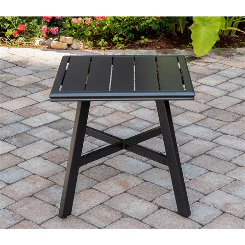 Hanover - Foxhill 5pc: 2 Sling Chrs, Sling Loveseat, Slat Coffee Table, 22" Side Table - Gray/Gunmetal-United Backyard