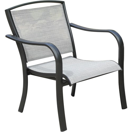 Hanover - Foxhill 5pc: 2 Sling Chrs, Sling Loveseat, Slat Coffee Table, 22" Side Table - Gray/Gunmetal-United Backyard