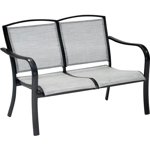 Hanover - Foxhill 5pc: 2 Sling Chrs, Sling Loveseat, Slat Coffee Table, 22" Side Table - Gray/Gunmetal-United Backyard