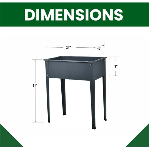 Hanover - Galvanized Steel Raised Planter Bed with Legs 24"x12"x31" - Green-United Backyard