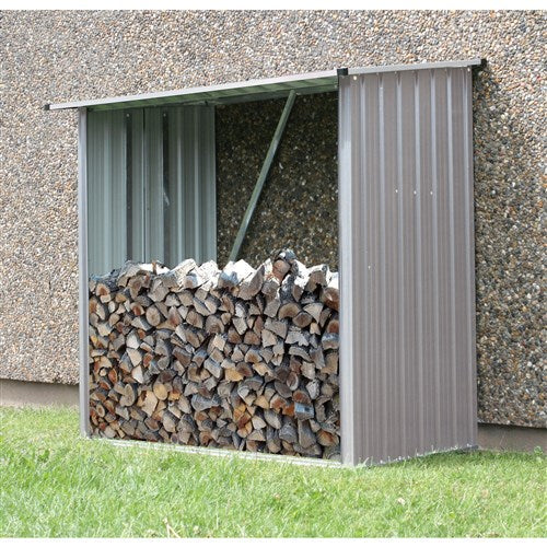 Hanover - Galvanized Steel Wood Storage 5.3'x2.75'x5' - Beige/Silver-United Backyard