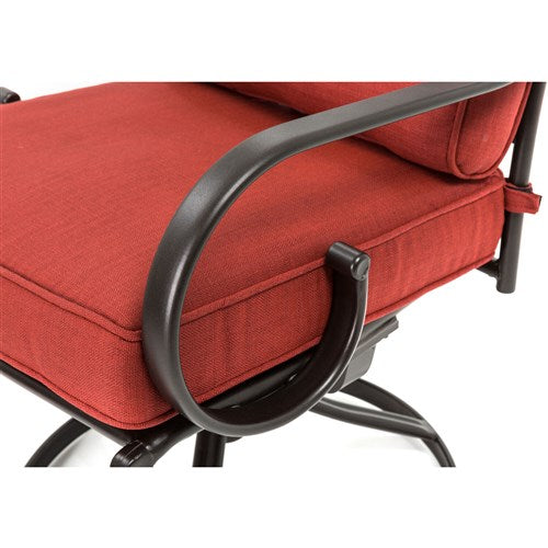 Hanover - Montclair 11pc: 10 Swivel Rockers, 60"x84" Table, Umbrella, Base - Chili Red/Brown-United Backyard