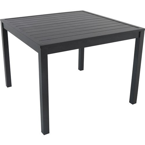 Hanover - Naples 5pc: 4 Aluminum Sling Back Chairs, 38" Square Slat Top Table - White/Gray-United Backyard