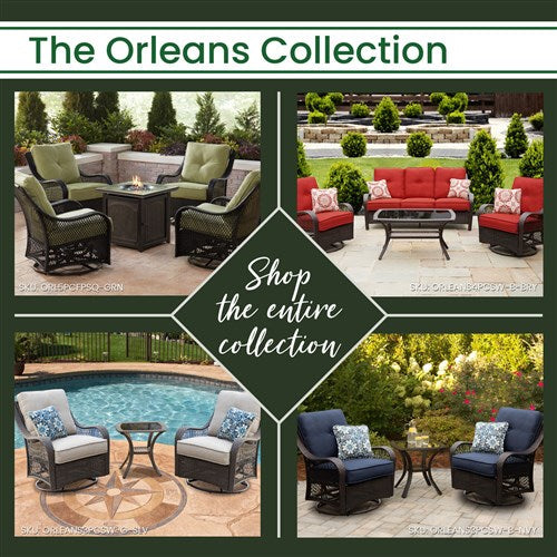 Hanover - Orleans 4pc Seating Set: 2 Swivel Gliders, Sofa, Coffee Table - Gray/Silver-United Backyard