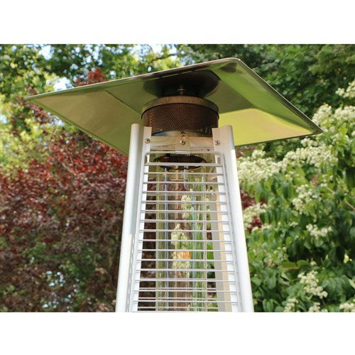 Hanover - Pyramid Patio Heater, 7' Tall, Propane Flame Glass, 42,000 BTU - Stainless-United Backyard