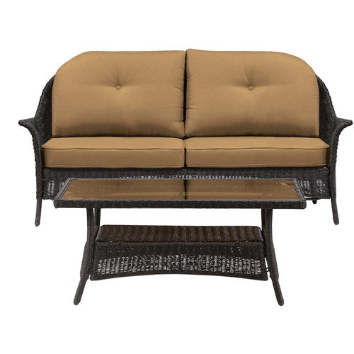 Hanover - San Marino 4pc Set: 1 Loveseat, 2 Side Chairs, 1 Coffee Table - Brown/Tan-United Backyard