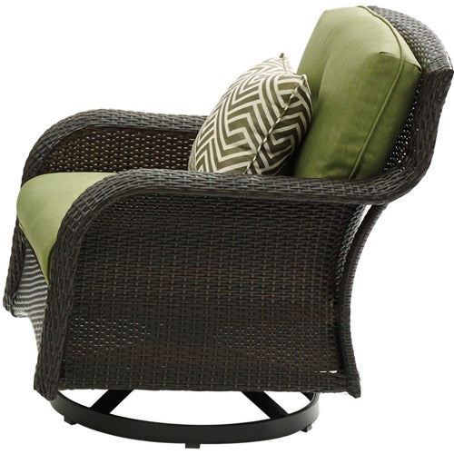 Hanover - Strathmere 4pc: Loveseat, 2 Swivel Gliders, Woven Coffee Table - Brown/Green-United Backyard