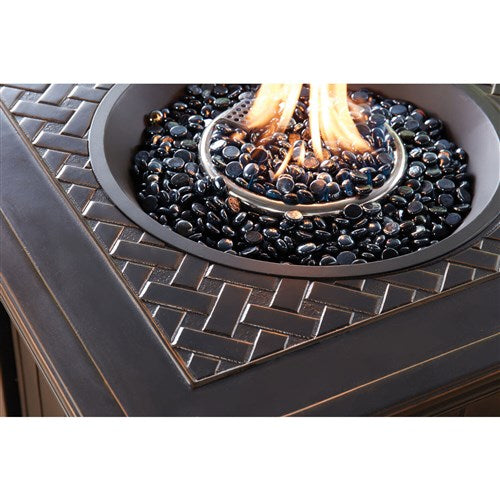 Hanover - Traditions 5pc: 4 Swivel Rockers and 26" Square Fire Pit - Tan/Bronze-United Backyard