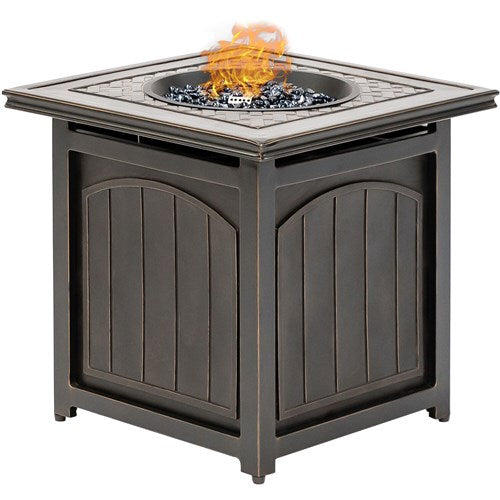 Hanover - Traditions 5pc: 4 Swivel Rockers and 26" Square Fire Pit - Tan/Bronze-United Backyard