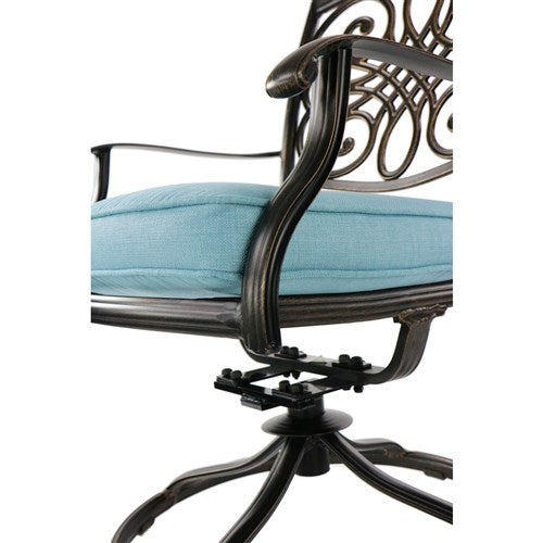 Hanover - Traditions 5pc Fire Pit: 4 Swivel Rockers, Square KD Fire Pit w/Tile - Blue/Tile-United Backyard