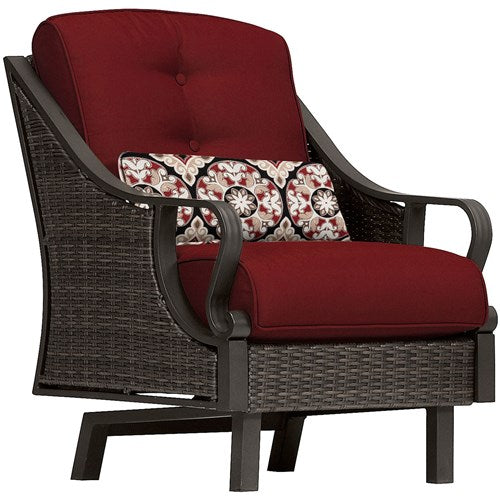 Hanover - Ventura 4pc Fire Pit Set with Wood Tan Tile Top - Brown/Red-United Backyard