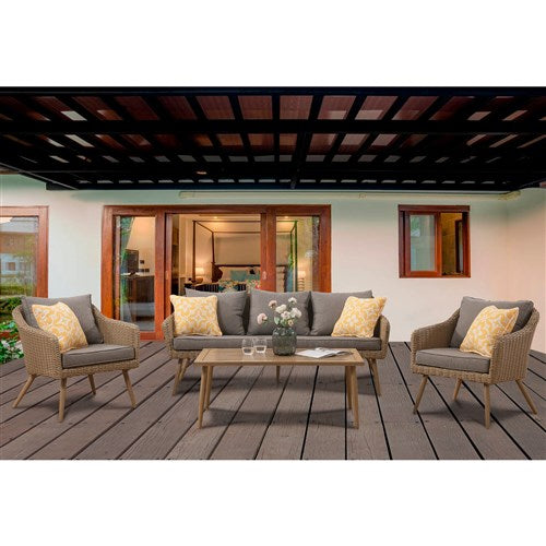 Mod Furniture - Jaden 4pc Set: 2 Side Chairs, Sofa, and Faux Wood Coffee Table - Grey/Faux Wood-United Backyard