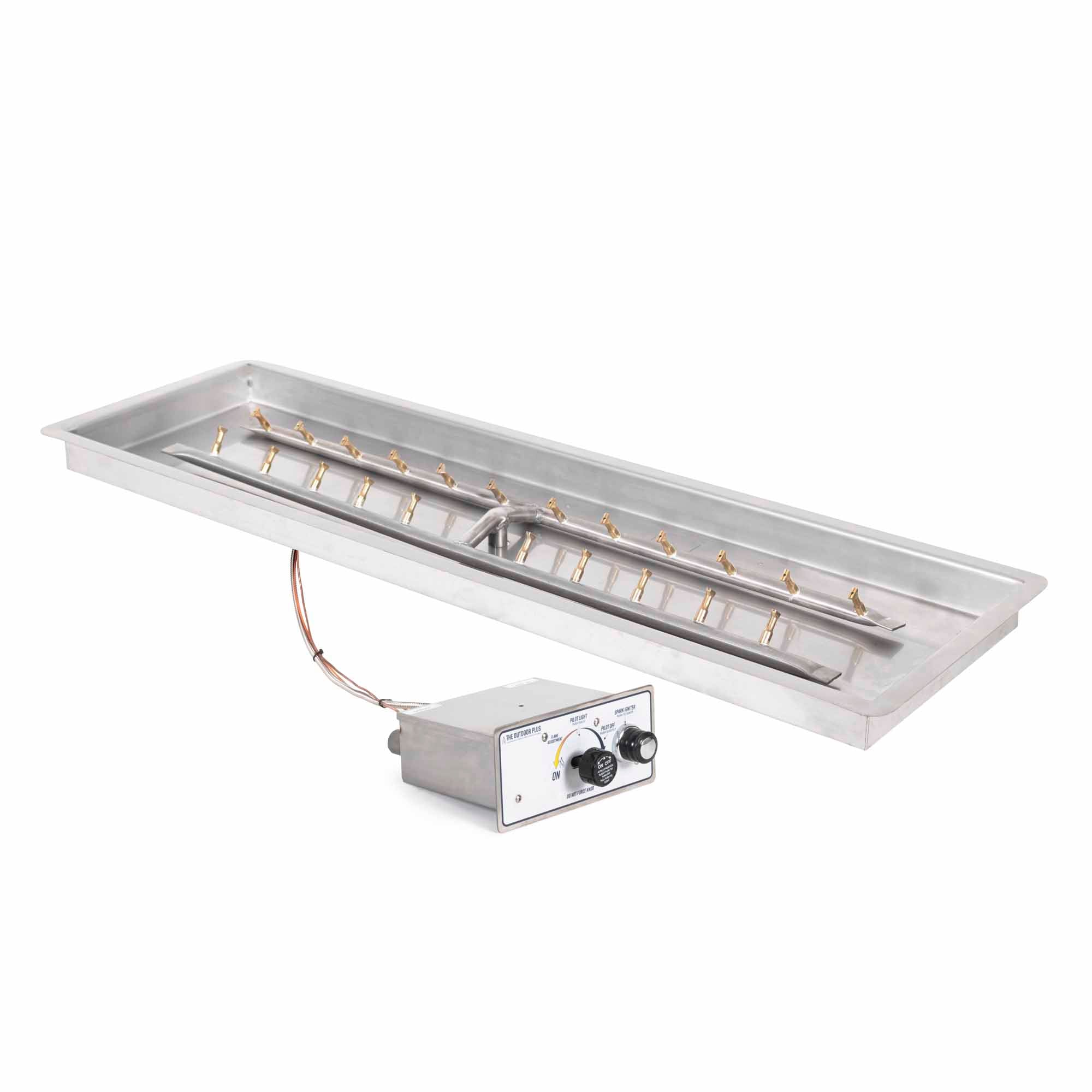 The Outdoor Plus - 60 Inch Rectangular Drop-In Pan and 48 Inch Stainless Steel Bullet H-Burner Kit-United Backyard