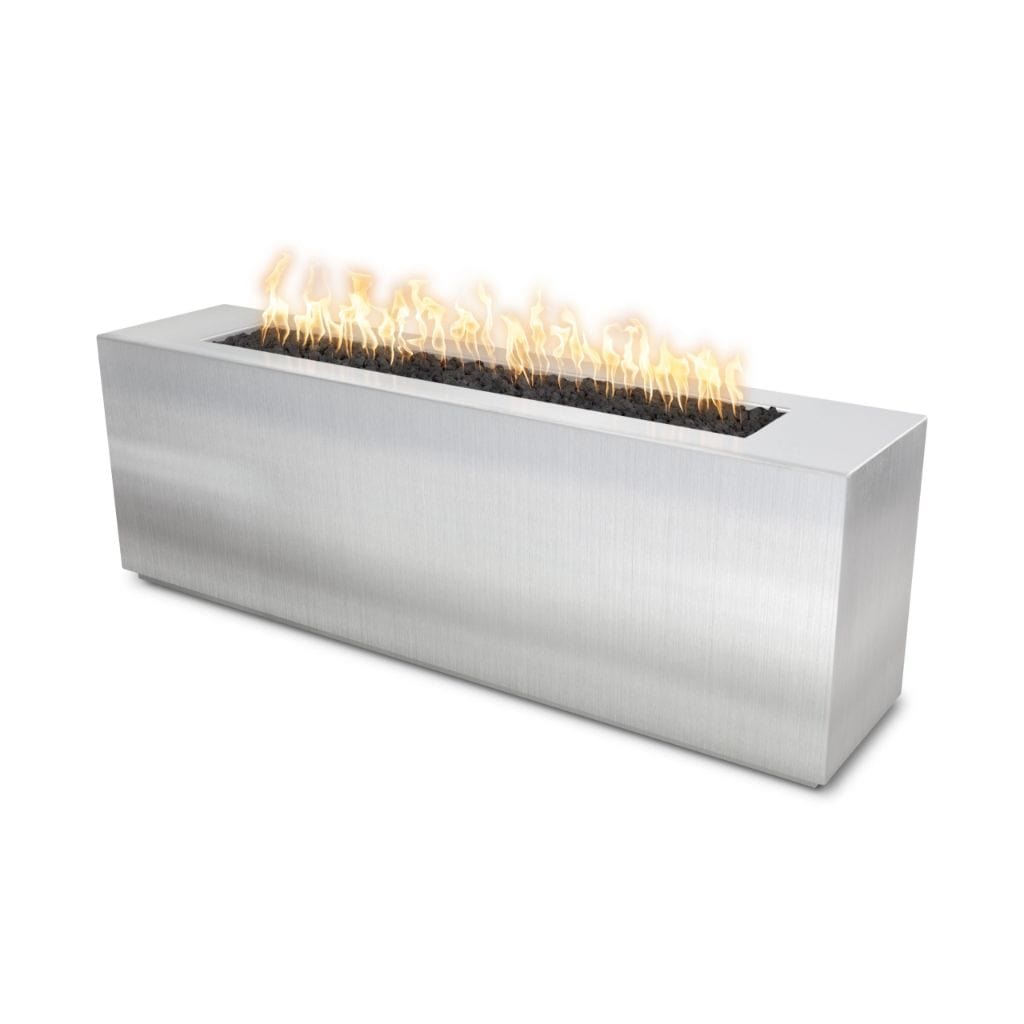 The Outdoor Plus - 72" x 16" x 16" Carmen Stainless Steel Fire Pit - NG, LP-United Backyard