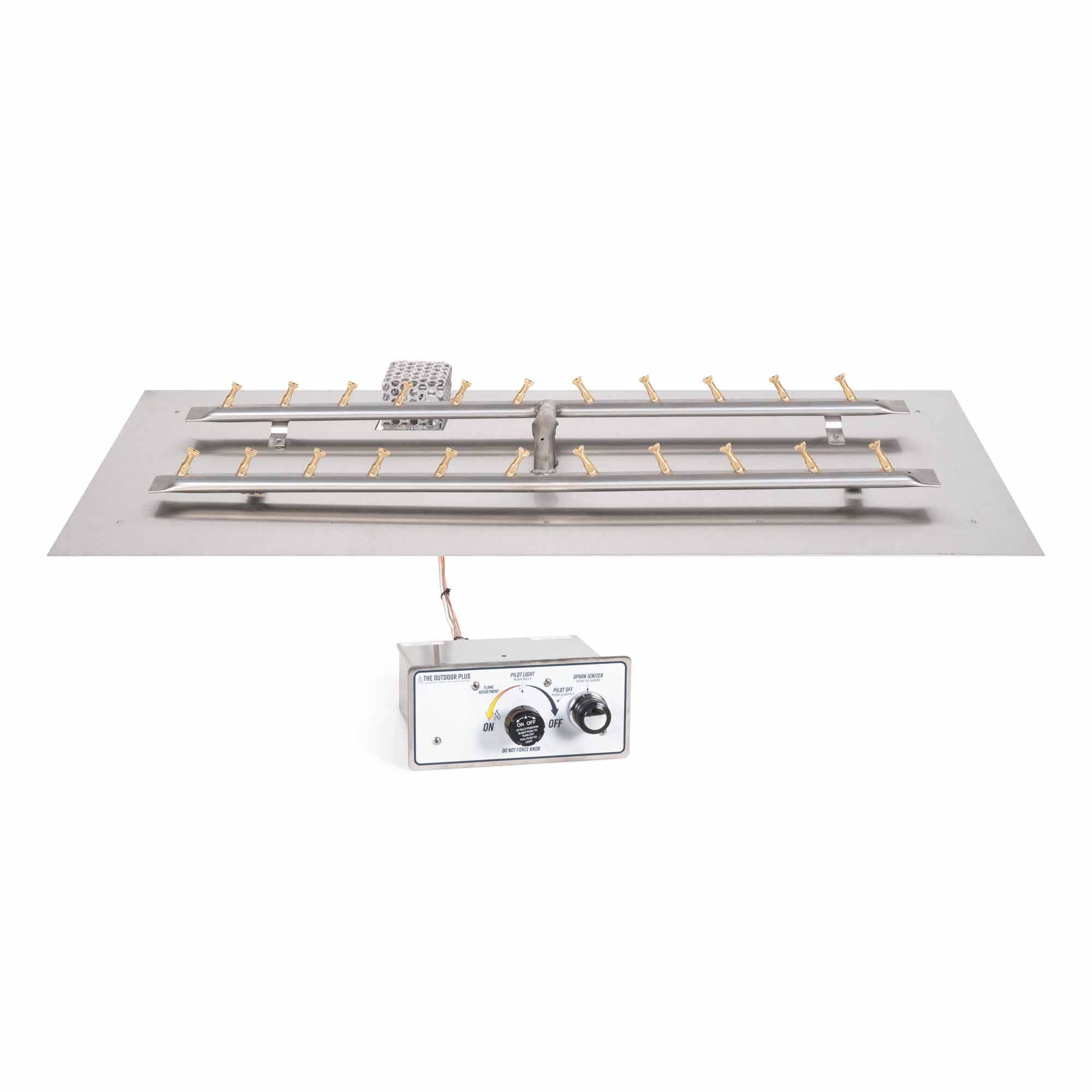 The Outdoor Plus - 84 Inch Rectangular Aluminum Flat Pan and 72 Inch Stainless Steel Bullet H-Burner-United Backyard