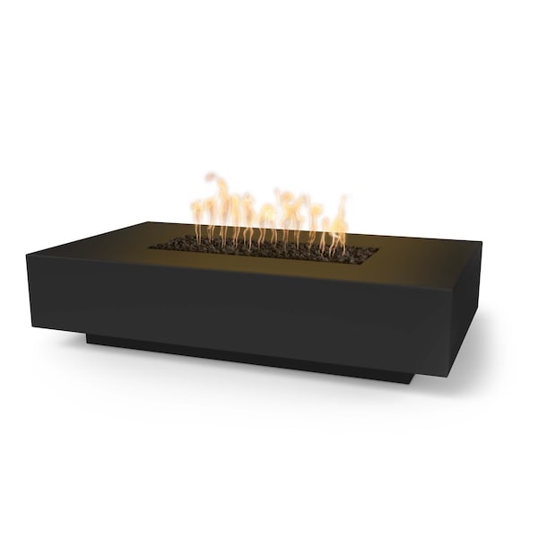 The Outdoor Plus - Cabo 90" Linear Concrete Match Lit Fire Pit, Natural Gas - Black-United Backyard