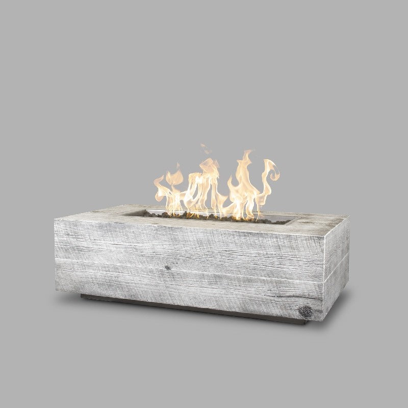 The Outdoor Plus - Coronado 120 Inch Wood Grain Electronic Fire Pit, Ebony, Natural Gas-United Backyard